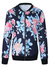 Band Collar Floral Printed Bomber Jacket